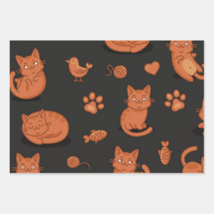 Katzenmuster Geschenkpapier Set