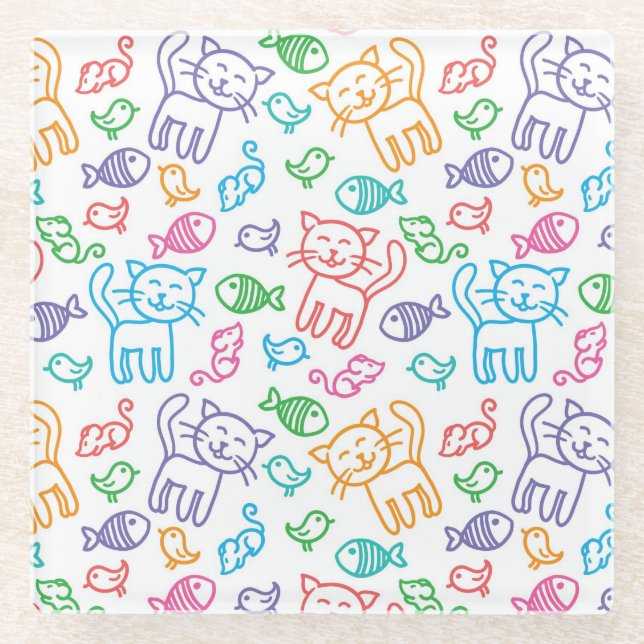 Katzenmuster Glasuntersetzer (Vorderseite)