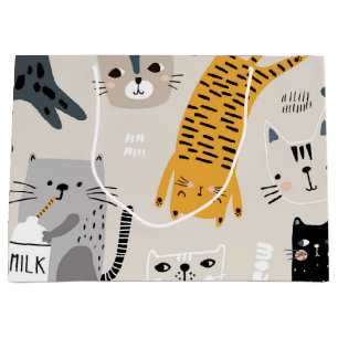 Katzenmuster Große Geschenktüte