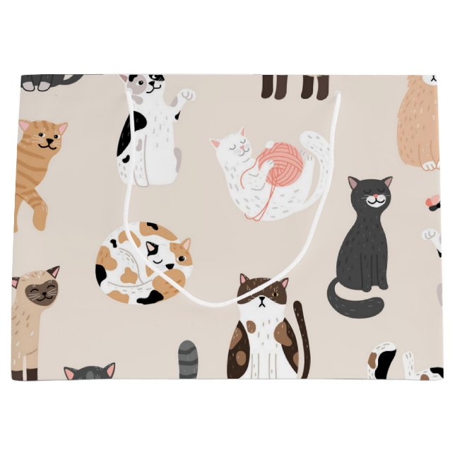 Katzenmuster Große Geschenktüte (Vorderseite)