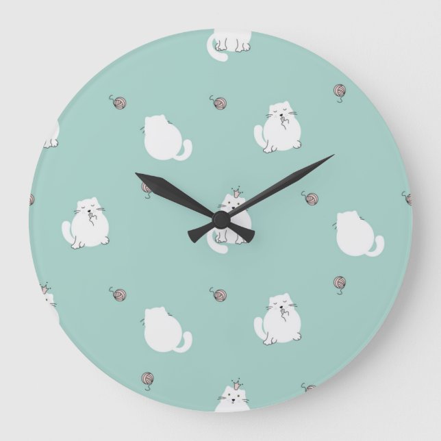 Katzenmuster Große Wanduhr (Vorderseite)