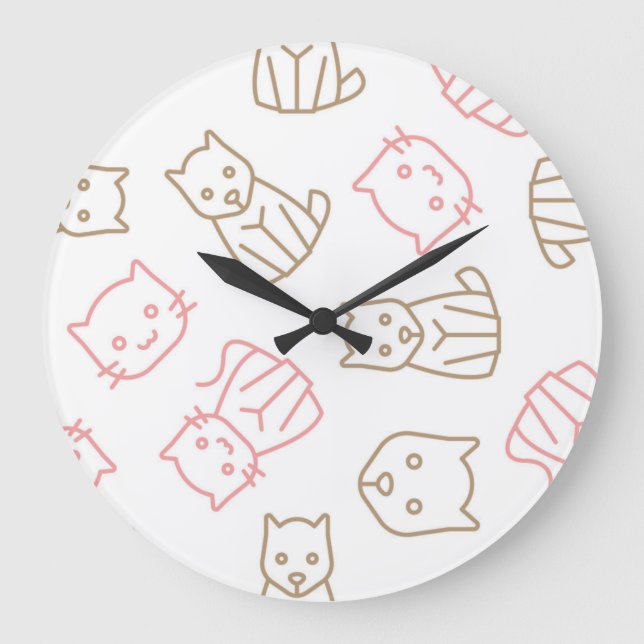 Katzenmuster Große Wanduhr (Vorderseite)