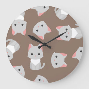 Katzenmuster Große Wanduhr