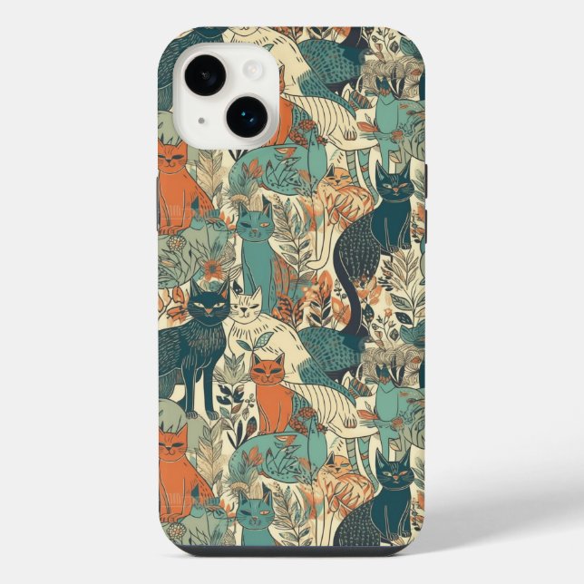 Katzenmuster iPhone 14 Plus Hülle (Rückseite)