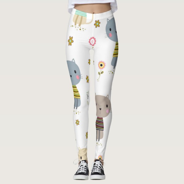 Katzenmuster Leggings (Vorderseite)