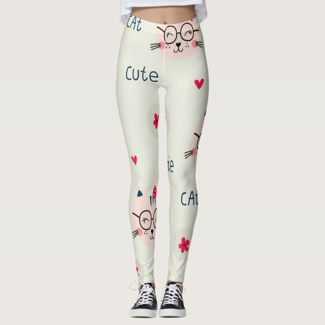 Katzenmuster Leggings (Vorderseite)