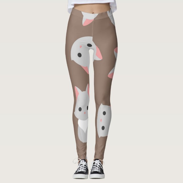 Katzenmuster Leggings (Vorderseite)