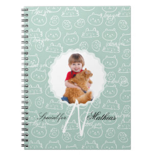 Katzenmuster-Monogramm personalisiert mit dem Foto Notizblock