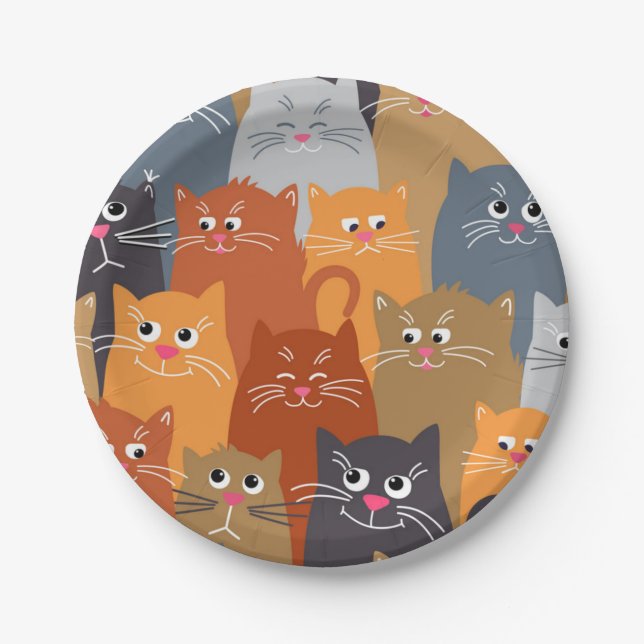 Katzenmuster Pappteller (Vorderseite)