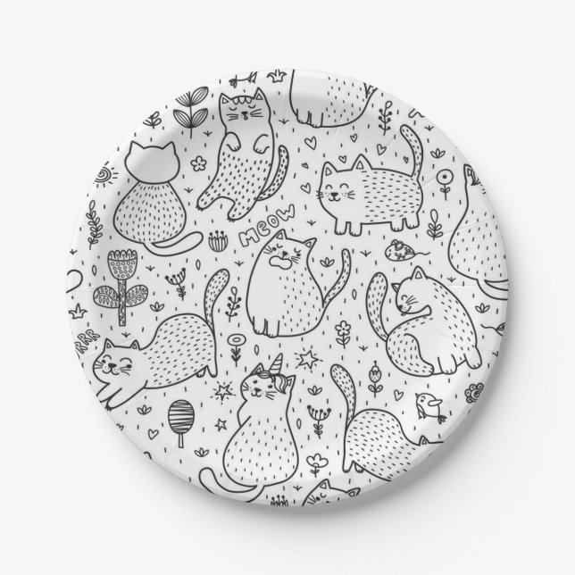 Katzenmuster Pappteller (Vorderseite)