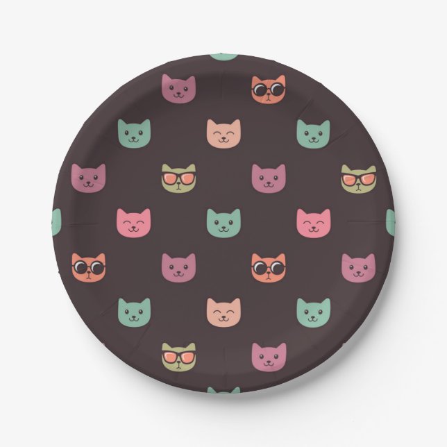 Katzenmuster Pappteller (Vorderseite)