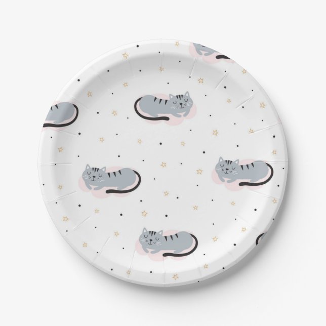 Katzenmuster Pappteller (Vorderseite)