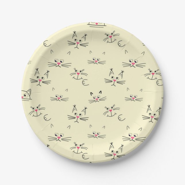 Katzenmuster Pappteller (Vorderseite)
