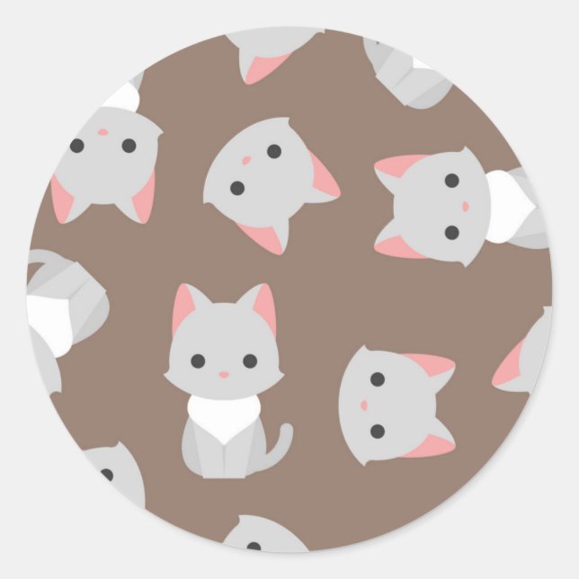 Katzenmuster Runder Aufkleber (Vorderseite)