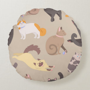 Katzenmuster Rundes Kissen