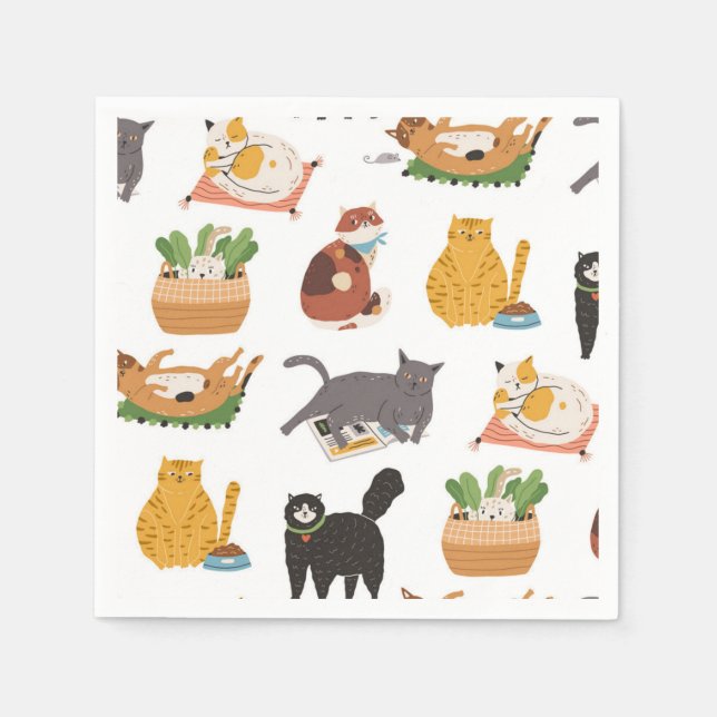 Katzenmuster Serviette (Vorderseite)