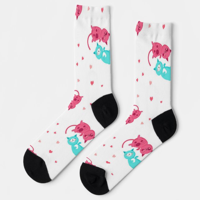 Katzenmuster Socken (Linkes Detail)