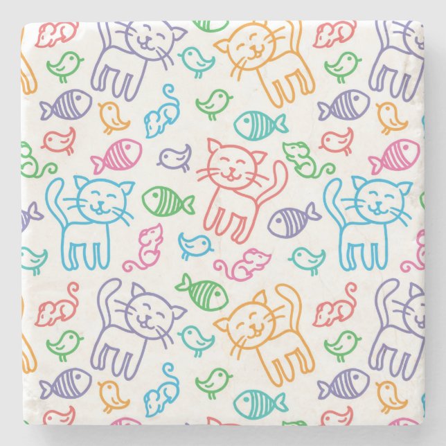 Katzenmuster Steinuntersetzer (Vorderseite)