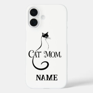 Katzenmutter, elegante minimalistische schwarze Ka iPhone 16 Hülle