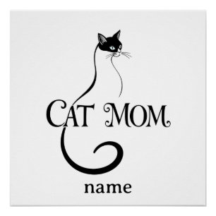 Katzenmutter, Elegante minimalistische schwarze Ka Poster