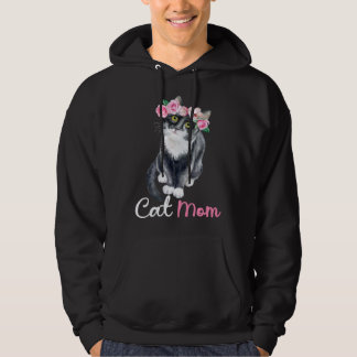 Katzenmutter Frauen Süße Wasserfarbe Schwarze Katz Hoodie