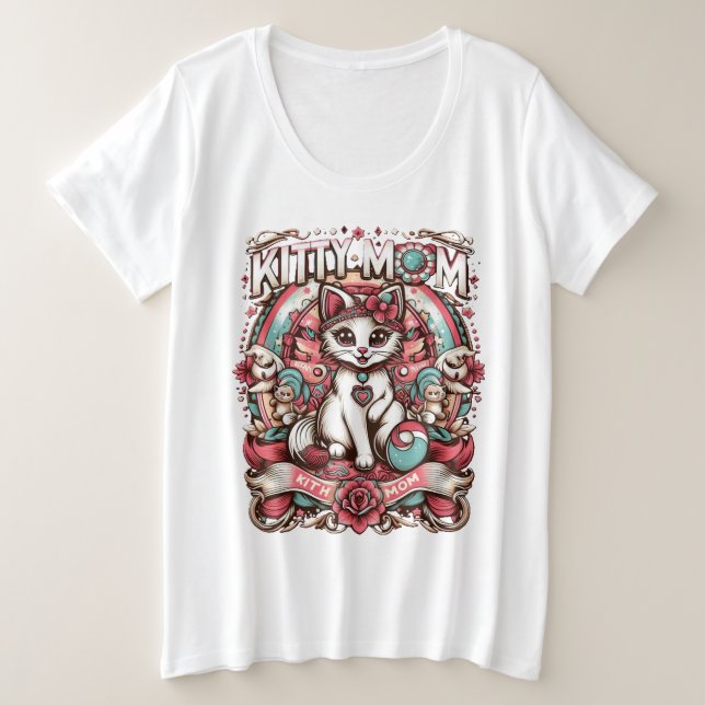Katzenmutter Große Größe T-Shirt (Design vorne)