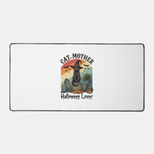 Katzenmutter Halloween Liebhaber schwarze Hexenhut Schreibtischunterlage