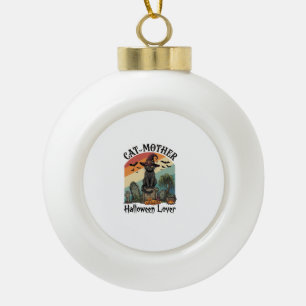 Katzenmutter Halloween Liebhaber schwarzer Hexenhu Keramik Kugel-Ornament