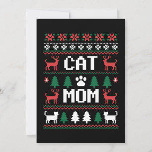 Katzenmutter hässlicher Weihnachtspullover Pfote R Einladung