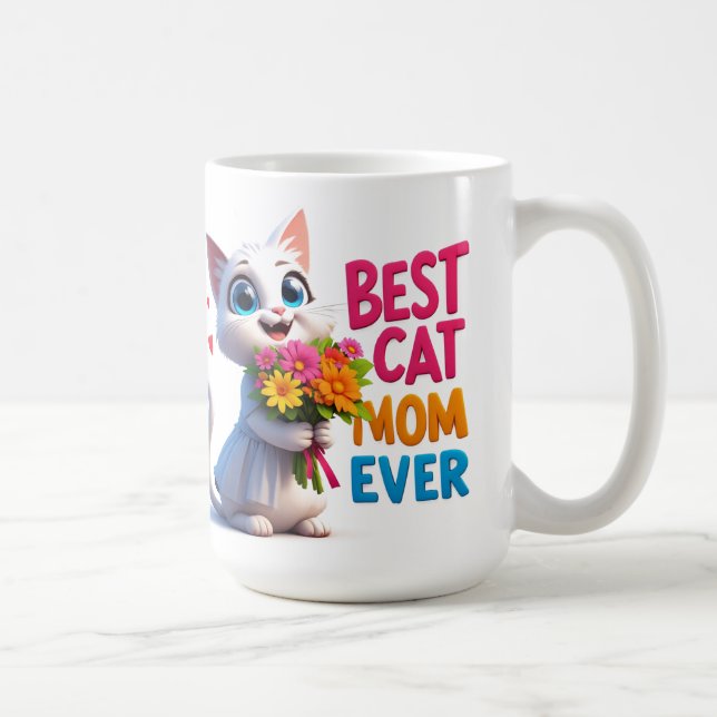 Katzenmutter Liebe Mit Blumen Und Herzen 🐱 Kaffeetasse (Rechts)