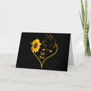 Katzenmutter mit Sonnenblume Süße Katzenliebhaber Karte