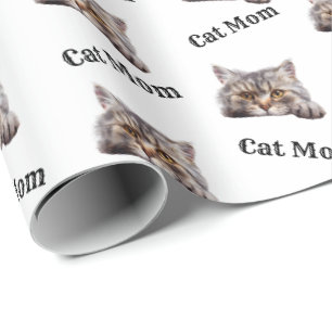 Katzenmutter schaut British Longhair Wasserfarbe Geschenkpapier