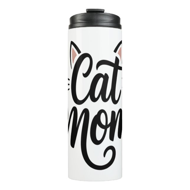 Katzenmutter Schnurrhaare und Ohren Thermosbecher (Vorderseite)