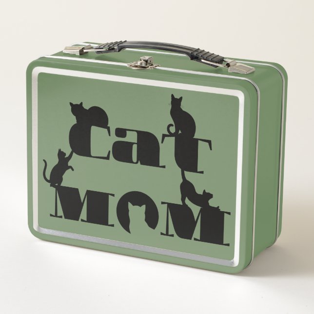 Katzenmutter-Silhouette-Typografie Metall Brotdose (Vorderseite)