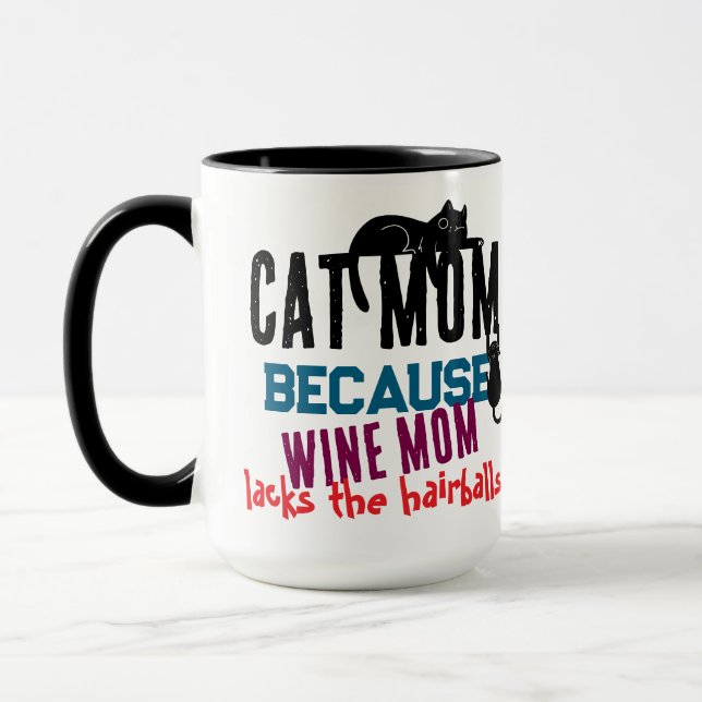 Katzenmutter vs Weinmutter Lustiger Katzenliebhabe Tasse (Links)
