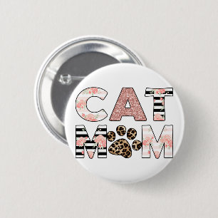Katzenpaare Mama Rosa Blüten und Leoparden Button