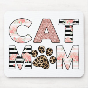 Katzenpaare Mama Rosa Blüten und Leoparden Mousepad