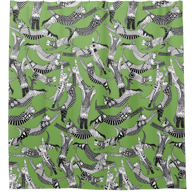 Katzenpalme Party Duschvorhang (Vorderseite)