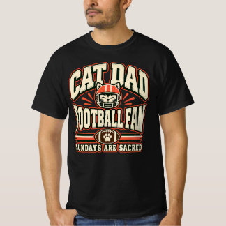 Katzenpapa Football Fan Retro Orange Creme Grafik T-Shirt