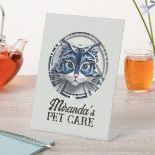 Katzenpapier Origami Pet Care Pflege der Tierklini Sockelschild