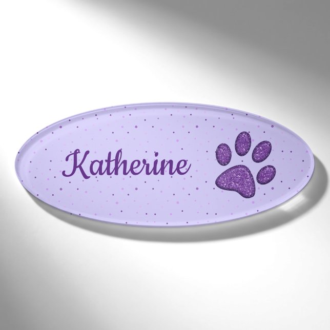 Katzenpappdruck - lila - namenschild (Vorderseite)