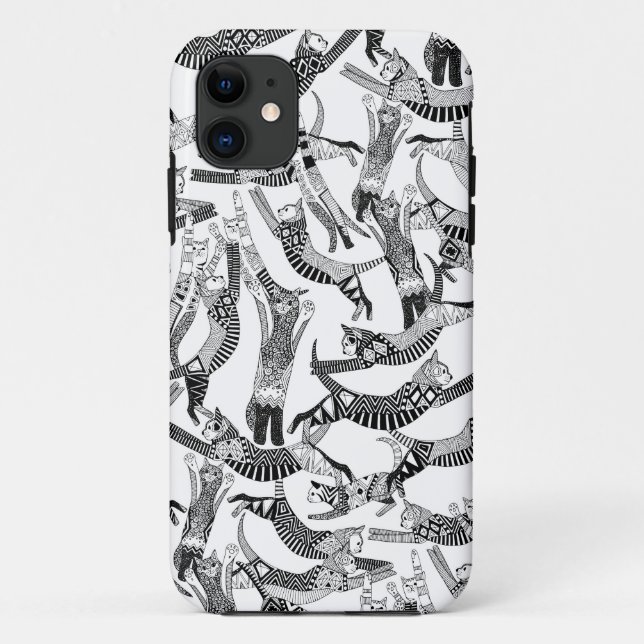 KatzenParty Schwarz-weiß Case-Mate iPhone Hülle (Rückseite)