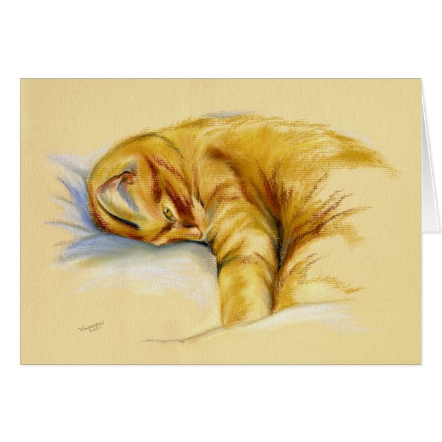 Katzenpastel - Orange Tabby Relaxte Pose (Vorderseite (Horizontal))