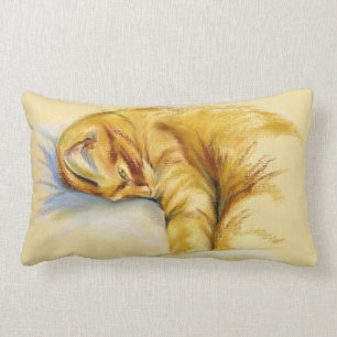 Katzenpastel - Orange Tabby Relaxte Pose Lendenkissen
