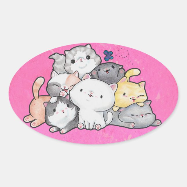 Katzenpavillon Ovaler Aufkleber (Vorderseite)