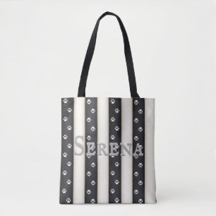 Katzenpaw-Drucke für Schwarzweißstreifen Tasche