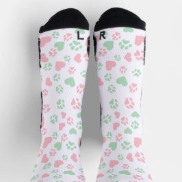 Katzenpaw Print Blush Pink & Soft Minze Grün Socken