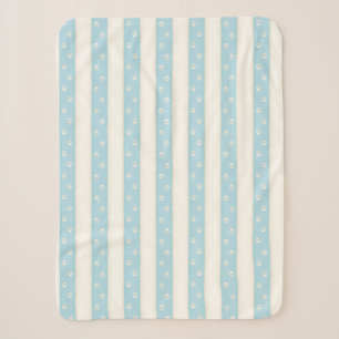 Katzenpaw-Prints Blassblau und antike weiße Streif Sherpadecke