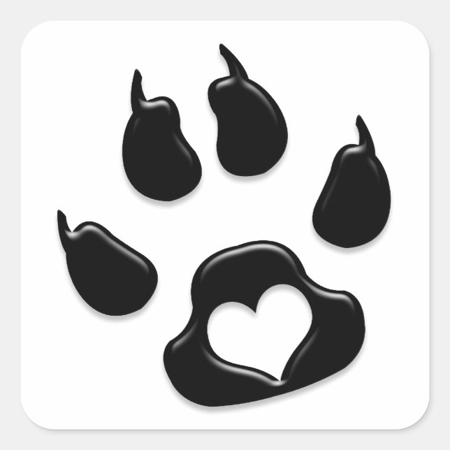 Katzenpaw schwarz drucken quadratischer aufkleber (Vorderseite)