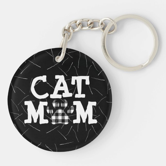 Katzenpawprint Mama mit Katzenhaar Schlüsselanhänger (Rückseite)
